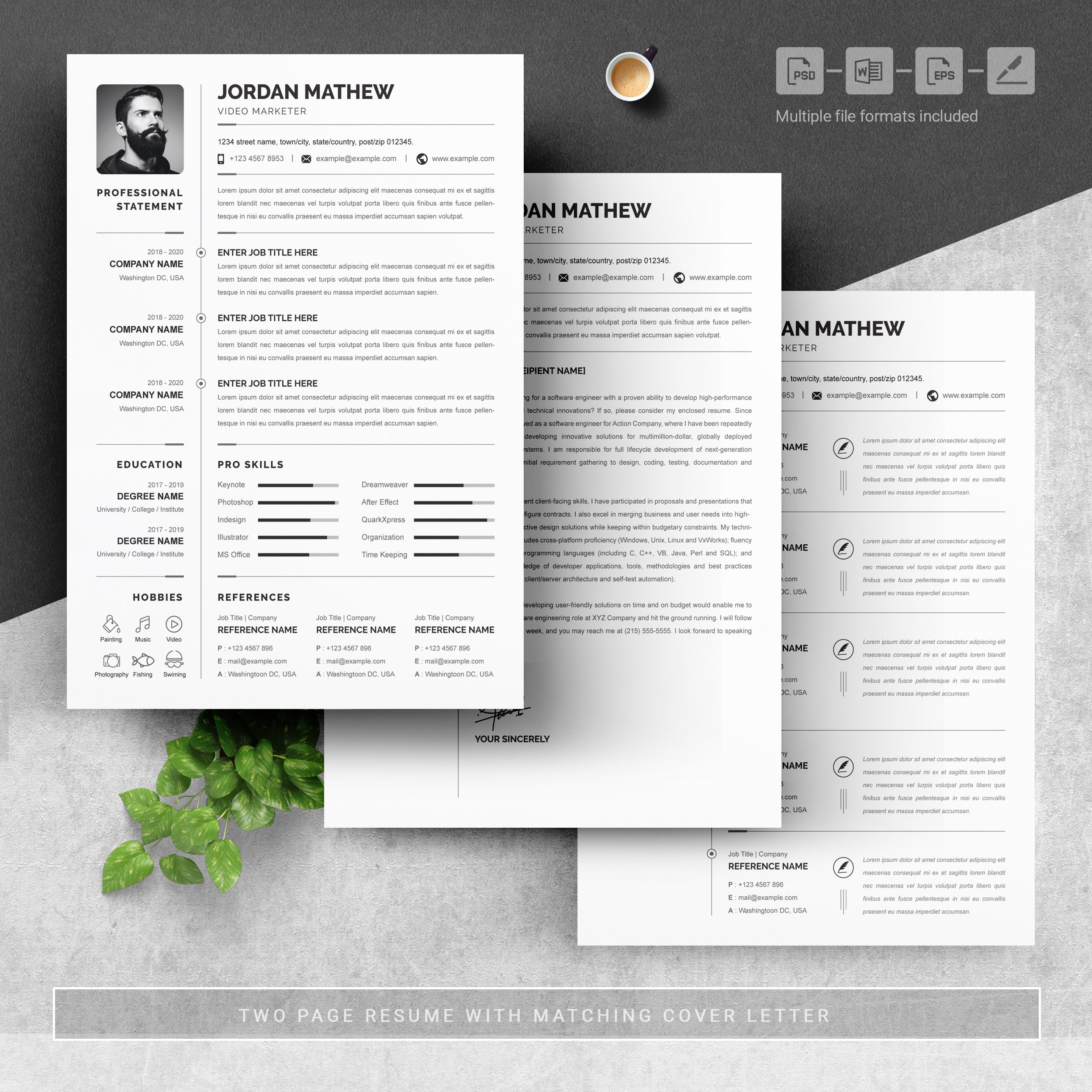 03 3 pages free resume design template 199
