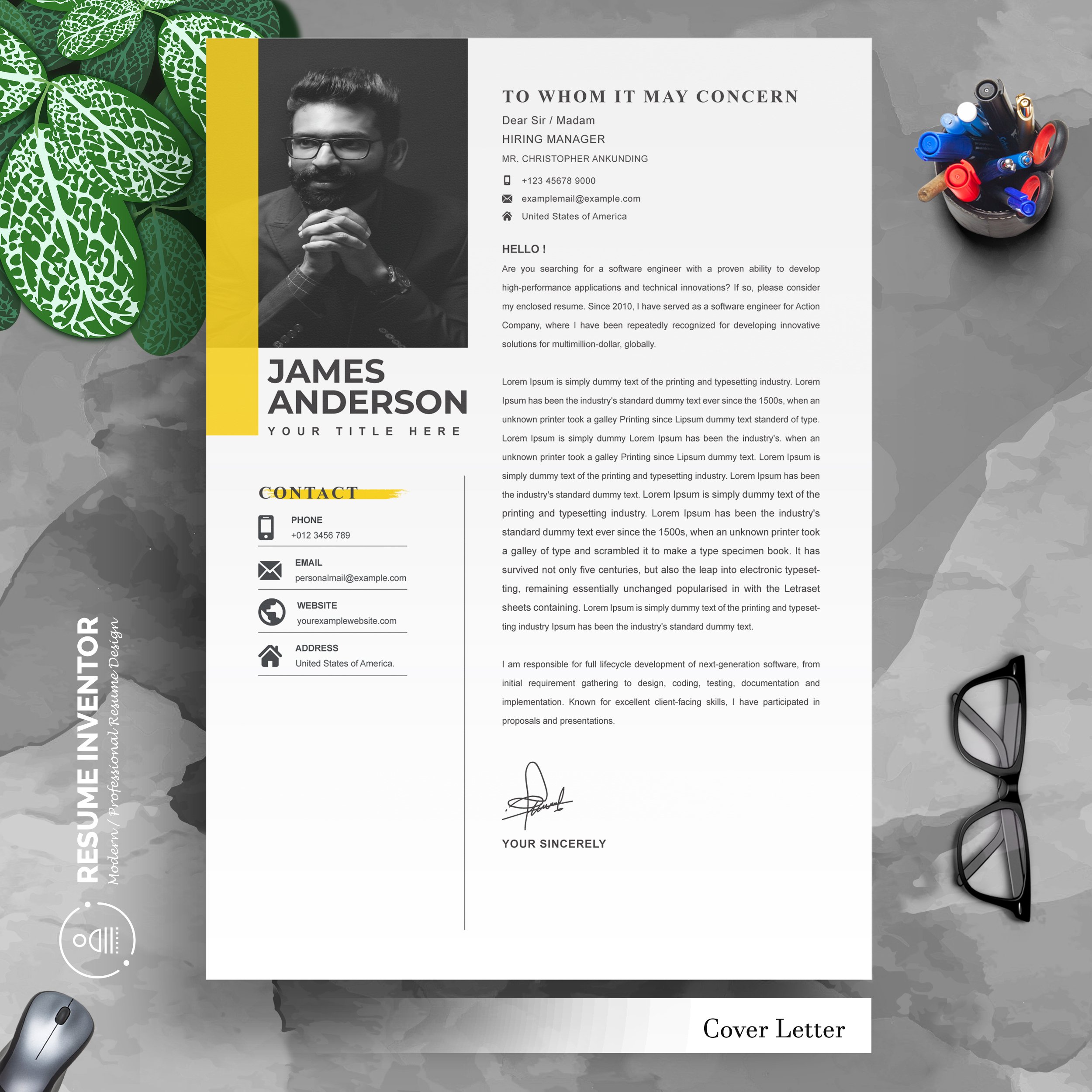 03 3 pages professional ms word aple pages eps photoshop psd resume cv design template design by resume inventor 186