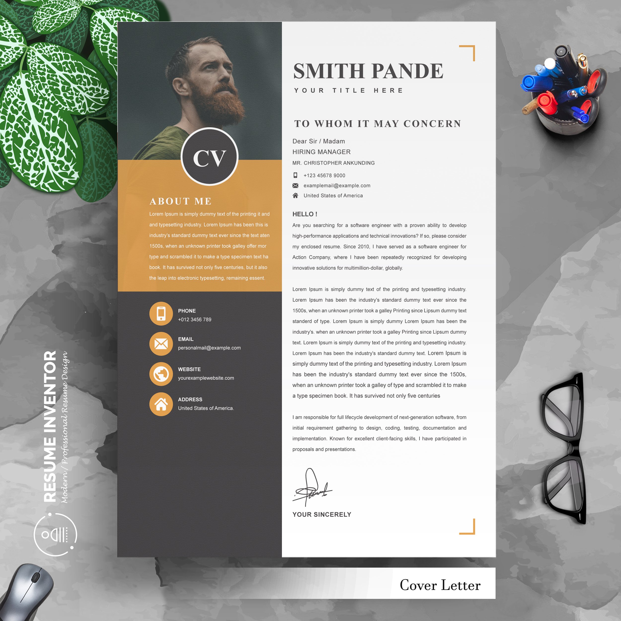 03 3 pages professional ms word aple pages eps photoshop psd resume cv design template design by resume inventor 585