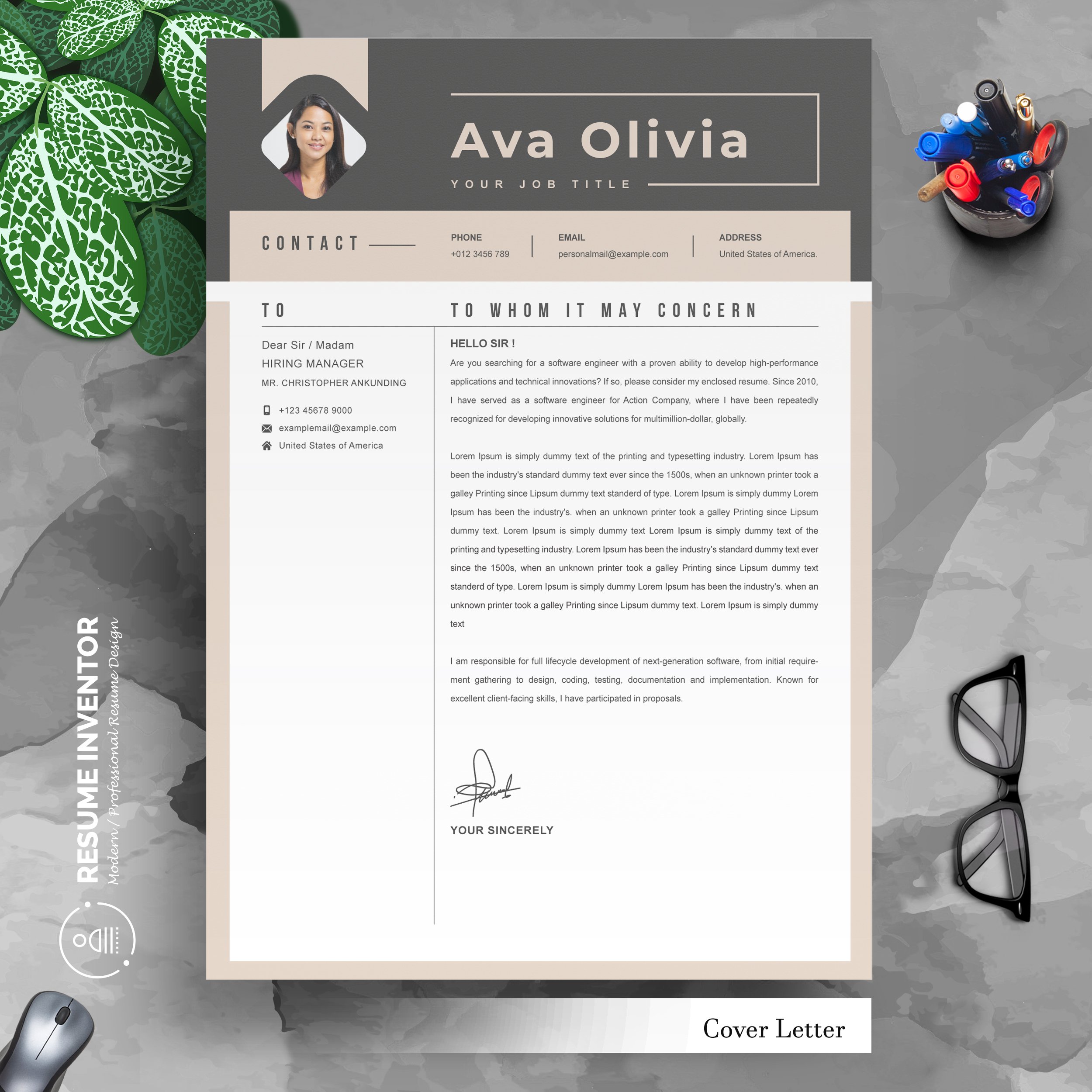 03 3 pages professional ms word aple pages eps photoshop psd resume cv design template design by resume inventor 990