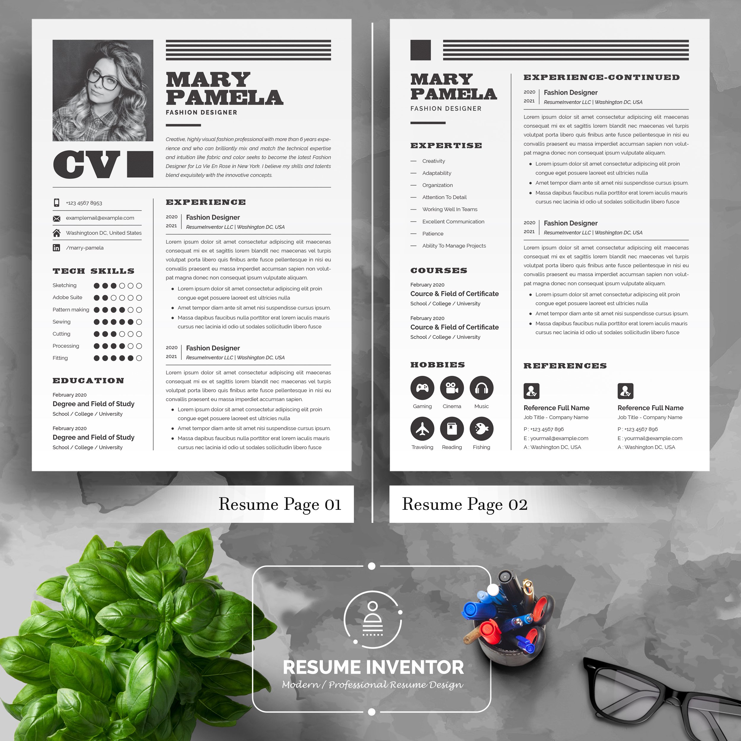 03 5 pages professional ms word aple pages eps photoshop psd resume cv design template design by resume inventor 452