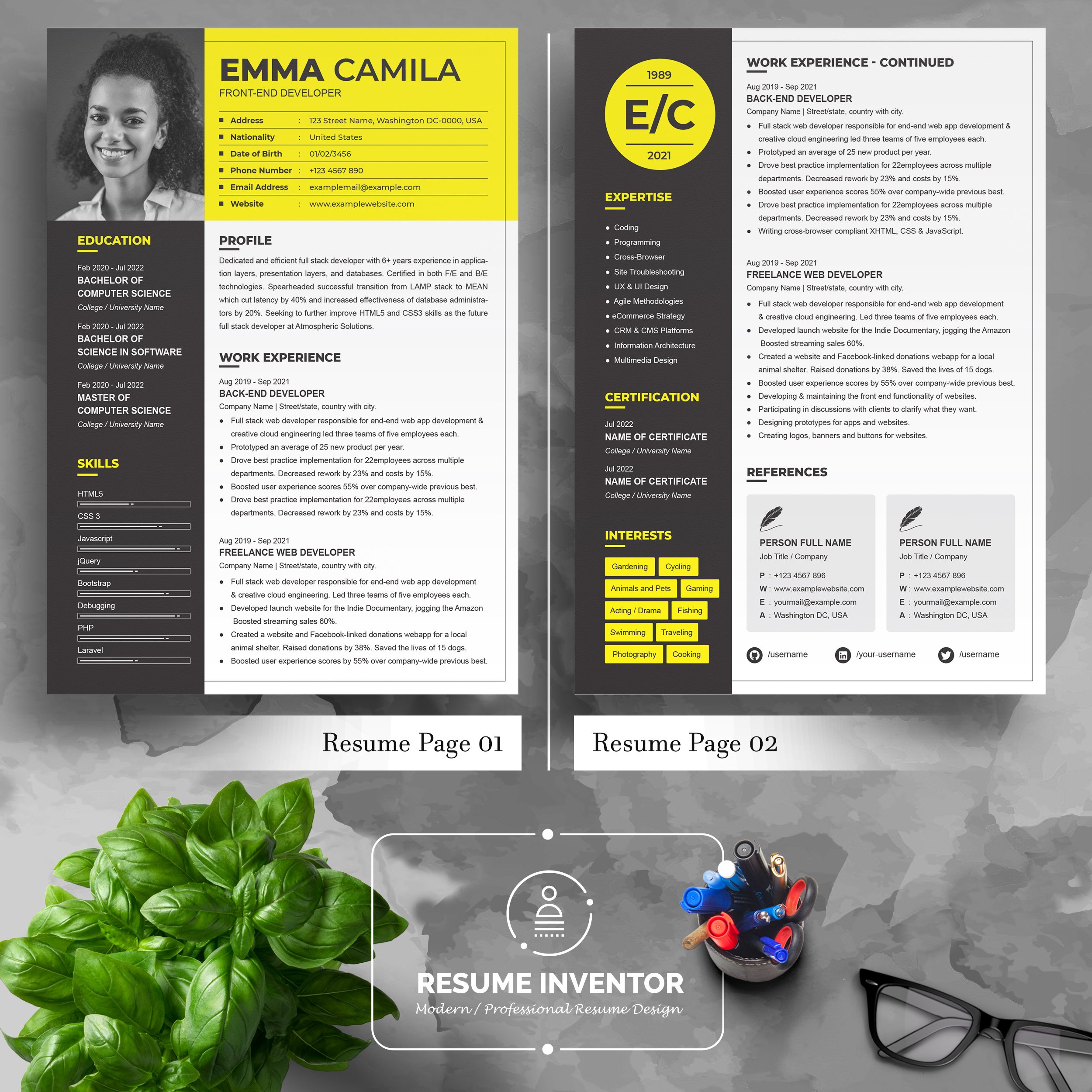03 5 pages professional ms word aple pages eps photoshop psd resume cv design template design by resume inventor 893