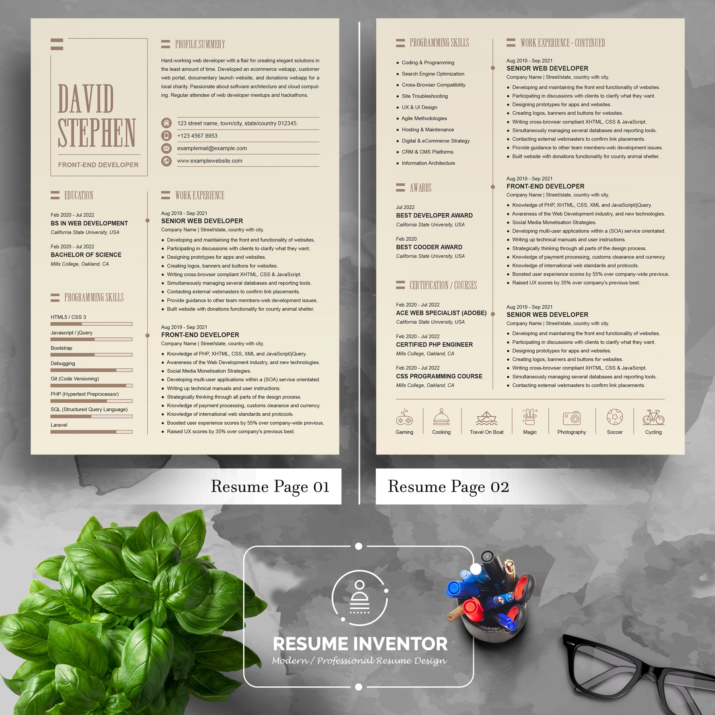 03 5 pages professional ms word aple pages eps photoshop psd resume cv design template design by resume inventor 949