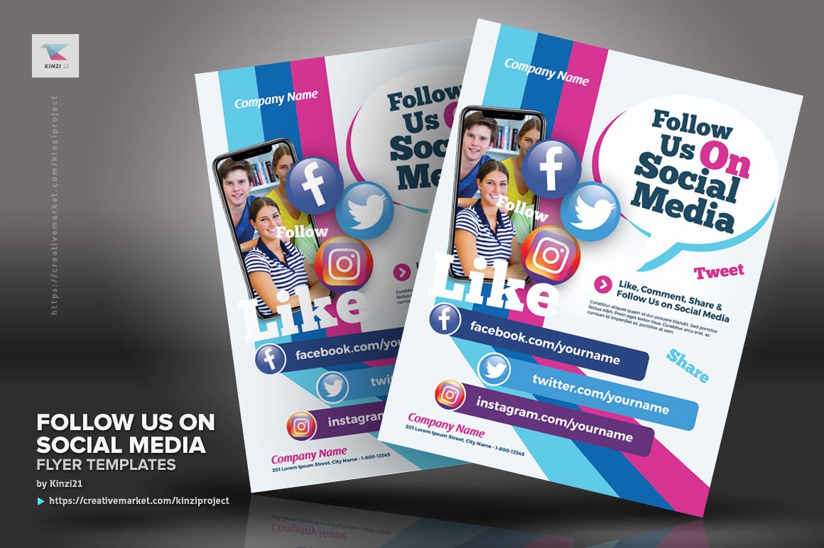 03 creative market follow us on social media flyer templates kinzi21 838