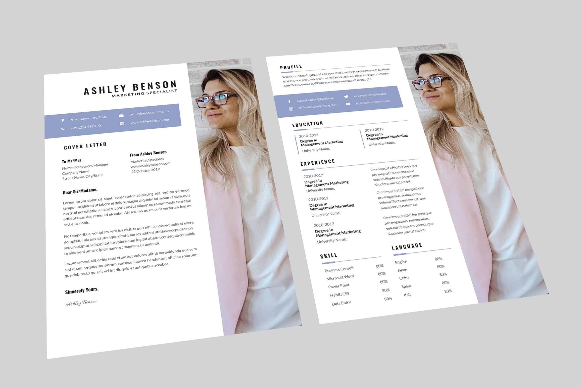 Ashley Marketing Resume Designer cover image.