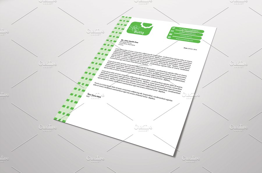 Butiq Letterhead Template preview image.