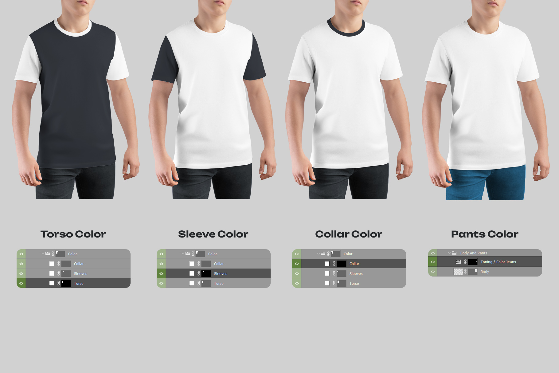 Group of men's t - shirts with different colors.