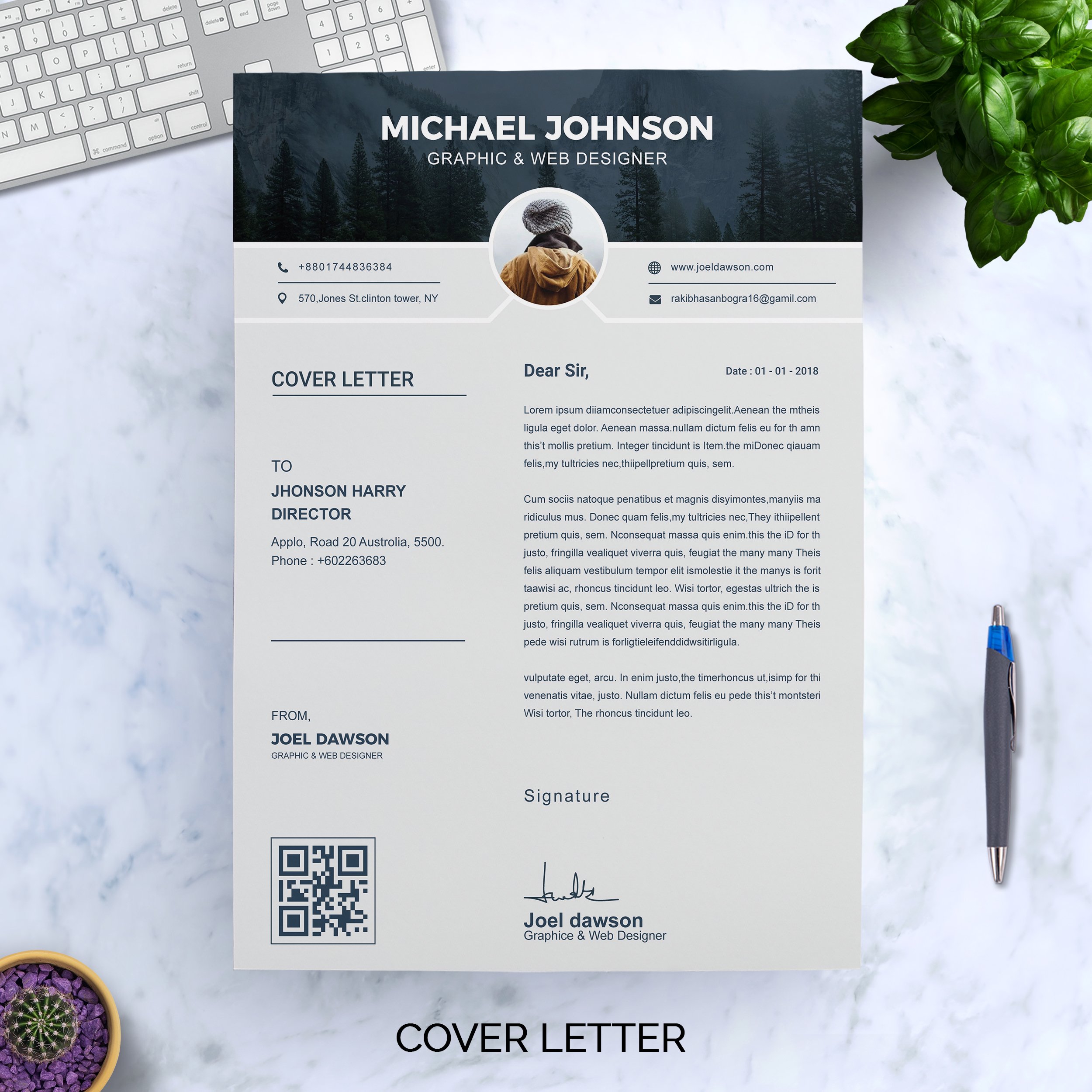 Modern Resume Template / CV Template preview image.