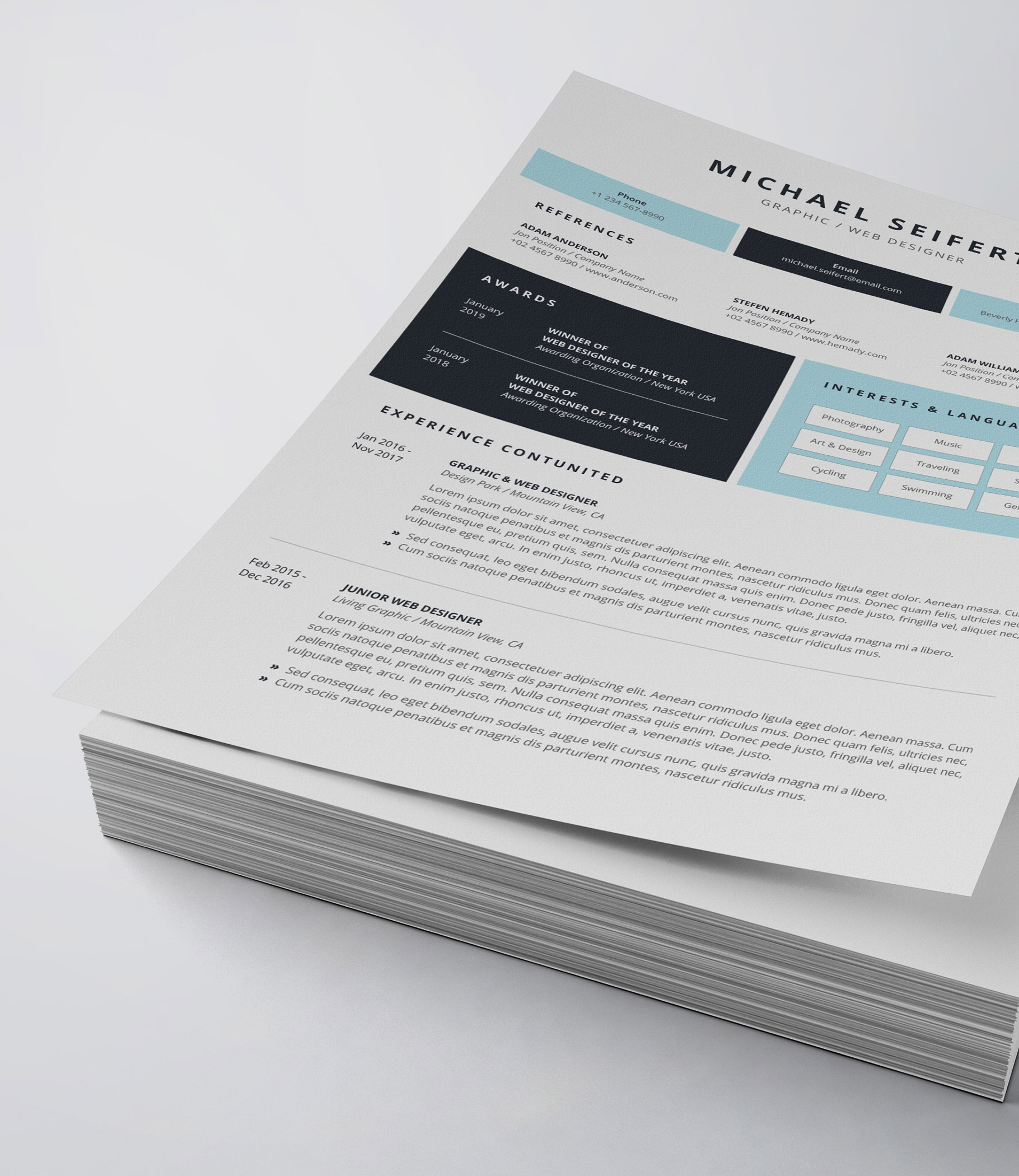 Clean and modern resume template.