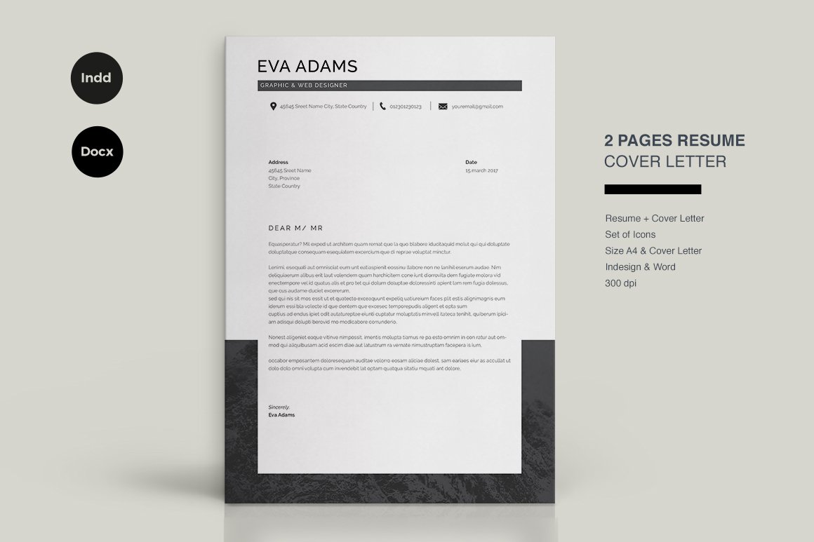 White and black cover letter on a gray background.