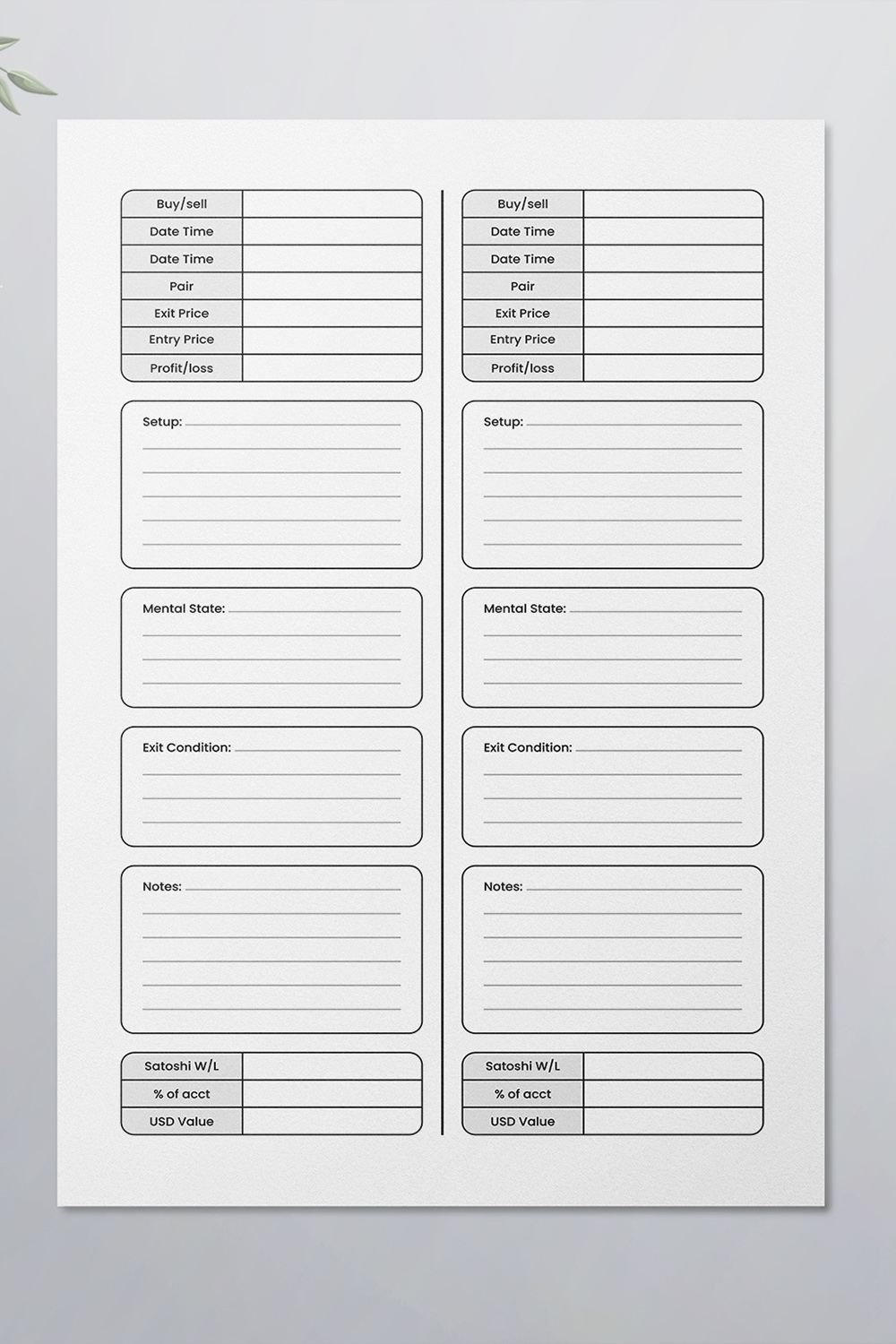 Cryptocurrency Trading Logbook pinterest preview image.