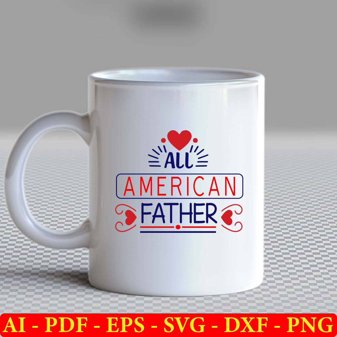 White coffee mug with the words all american father on it.