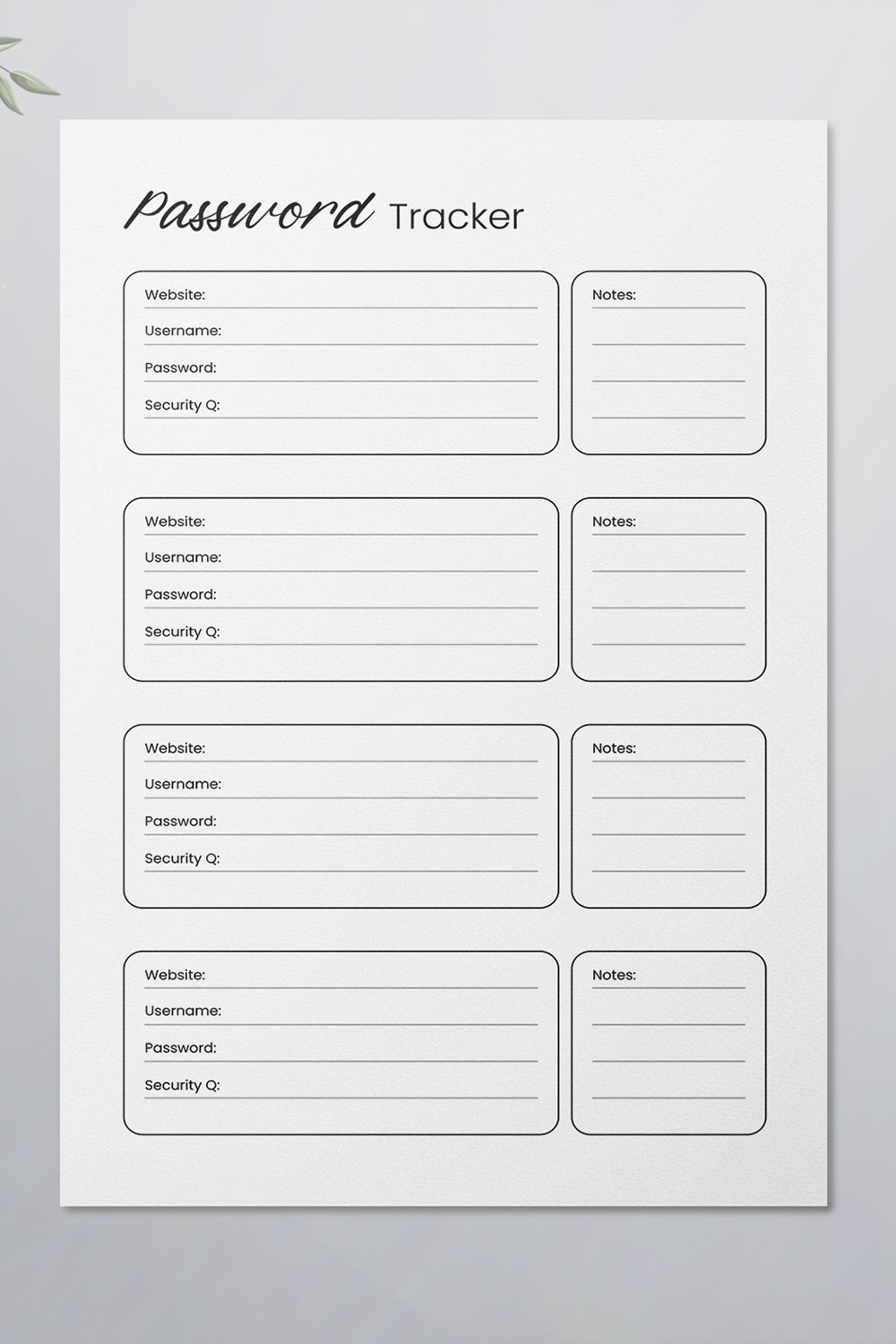 Password Tracker Logbook KDP Interior pinterest preview image.