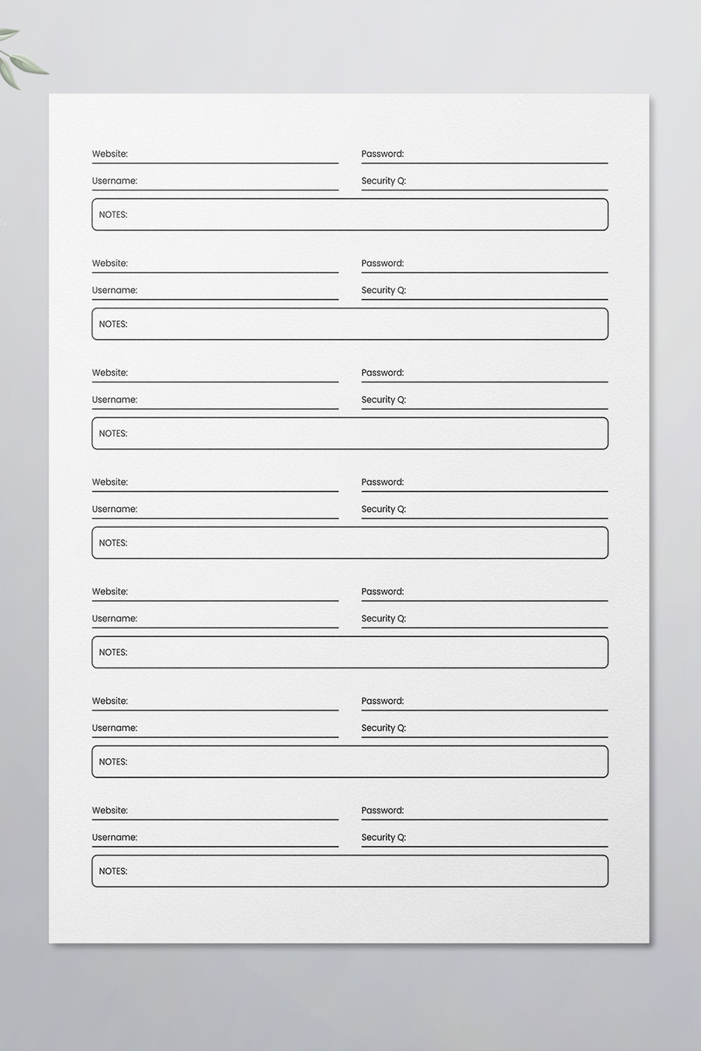 Password Tracker Logbook KDP Interior pinterest preview image.