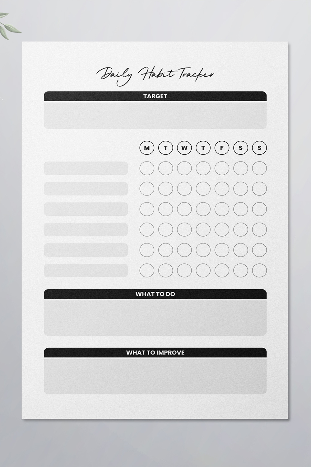 Daily Habit Tracker pinterest preview image.