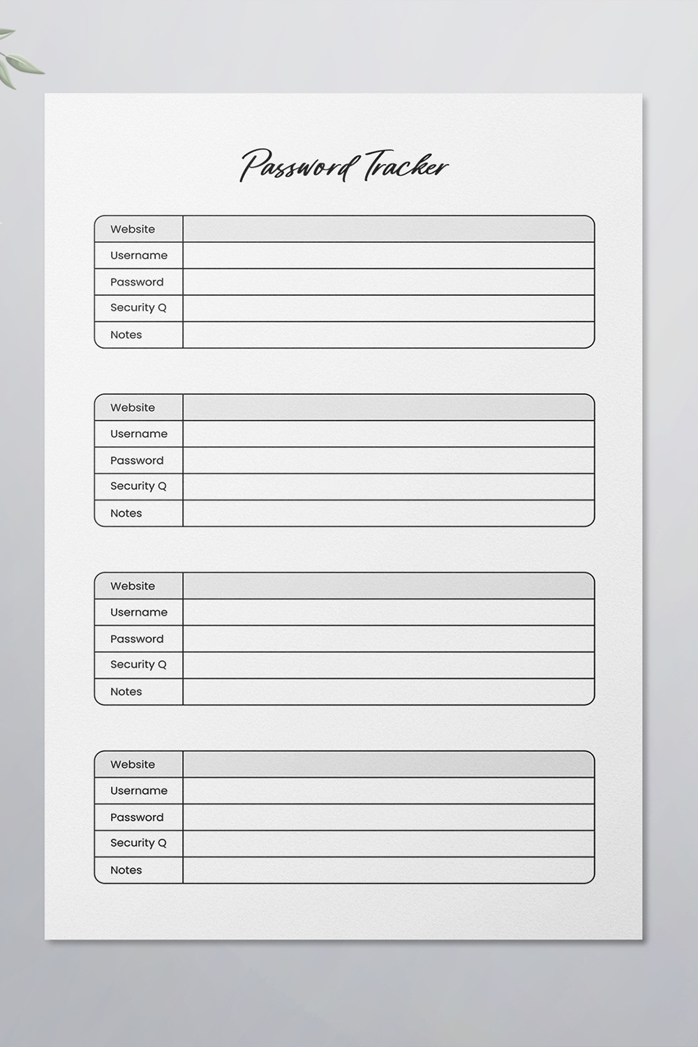 Password Tracker Logbook KDP Interior pinterest preview image.