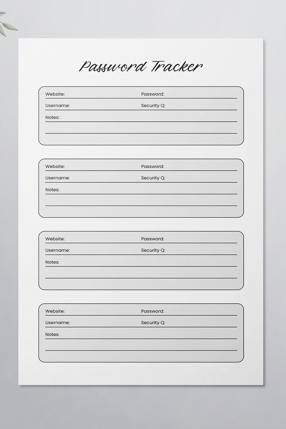 Password Tracker Logbook KDP Interior pinterest preview image.