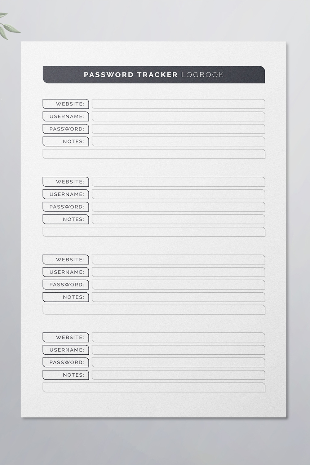 Password Tracker Logbook KDP Interior pinterest preview image.