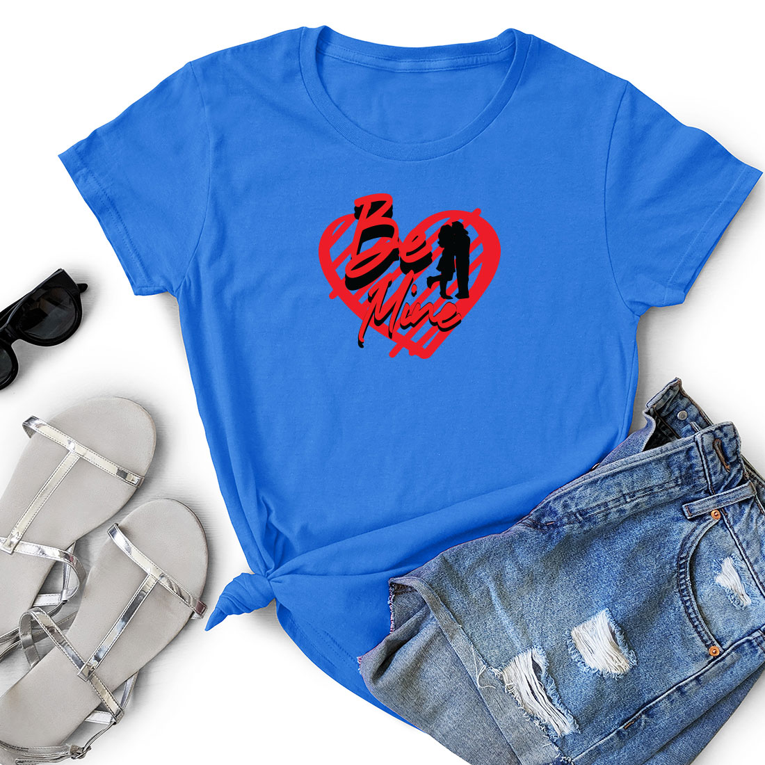 T - shirt with a heart and a pair of shorts.