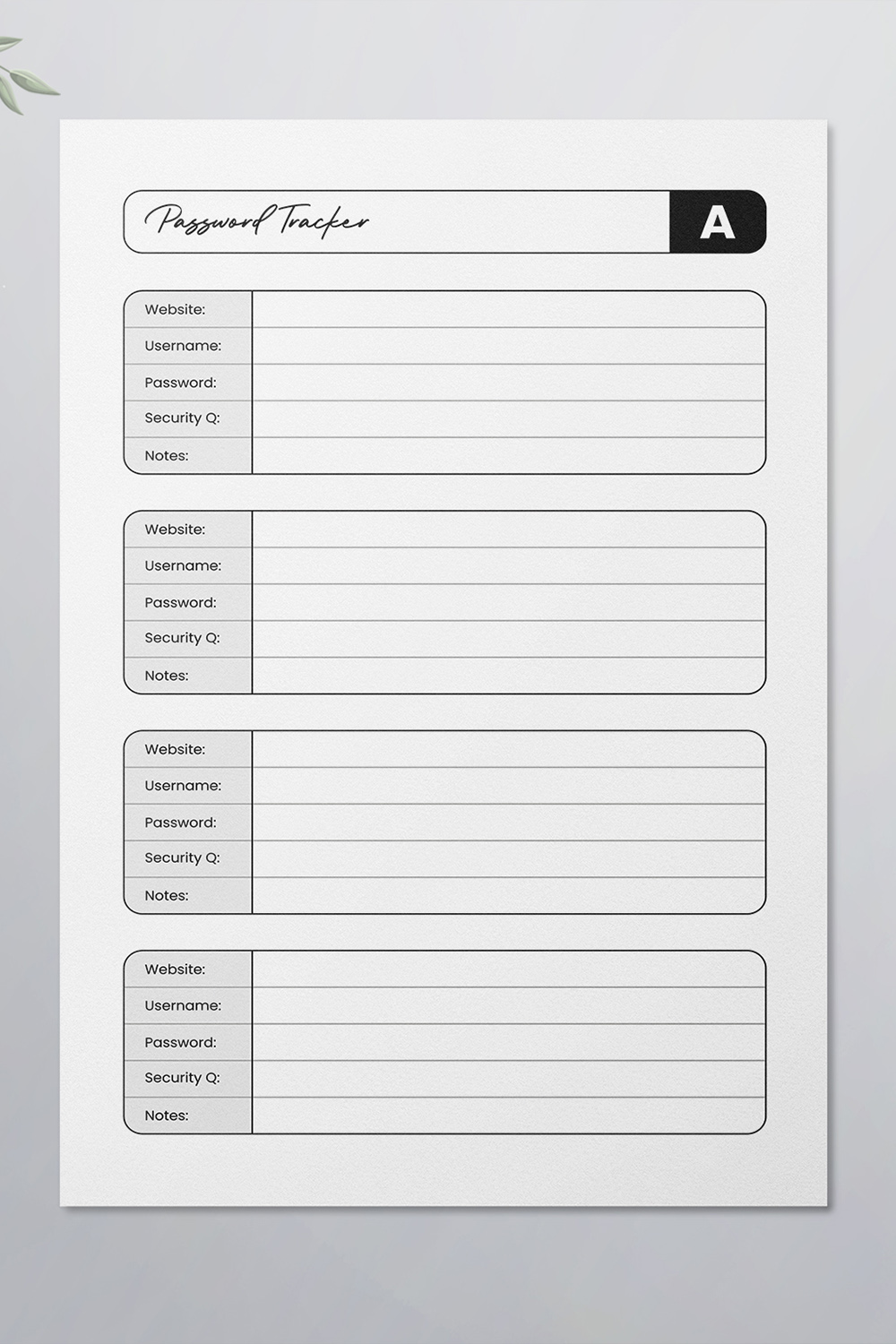 Password Tracker Logbook KDP Interior pinterest preview image.