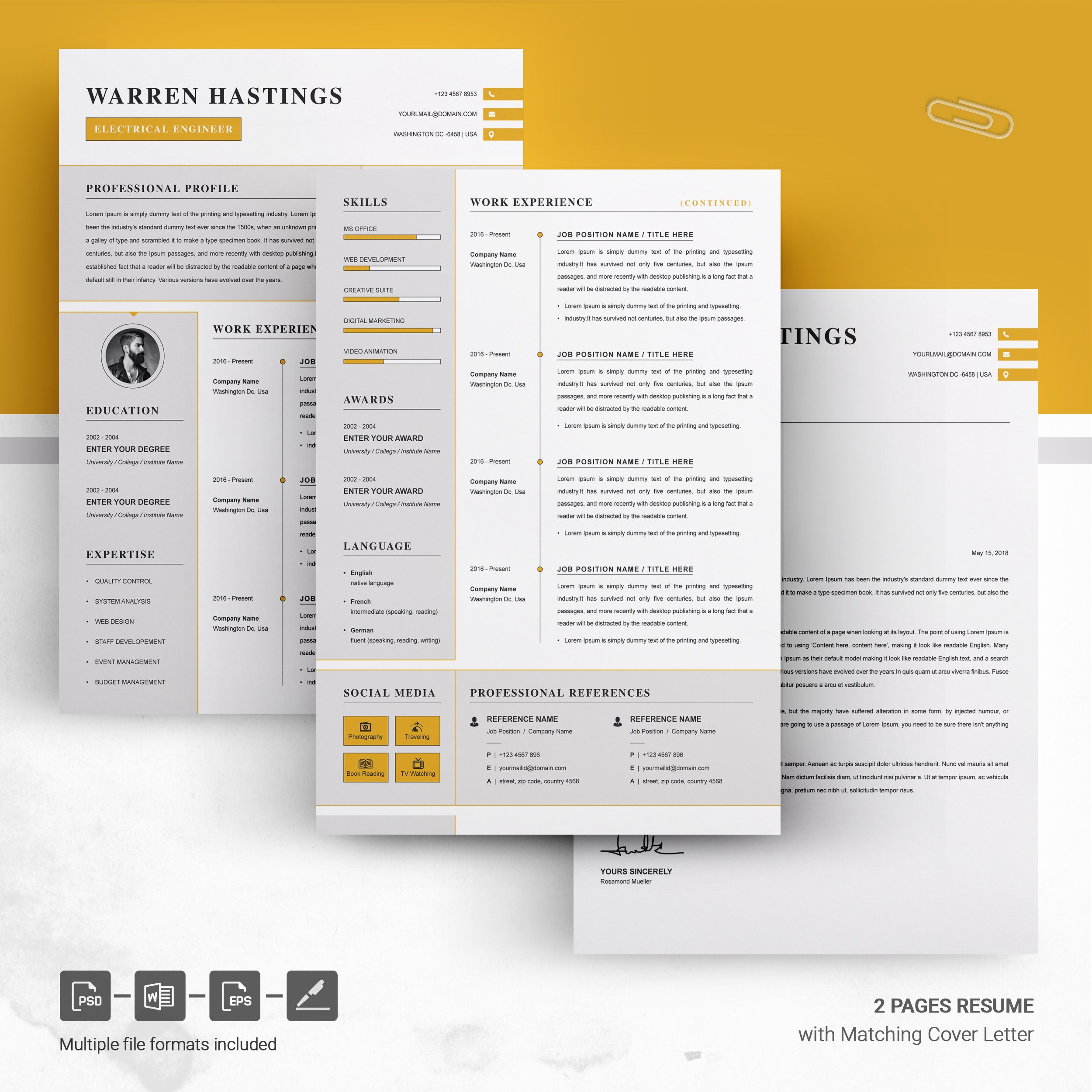 04 page free resume design template 435
