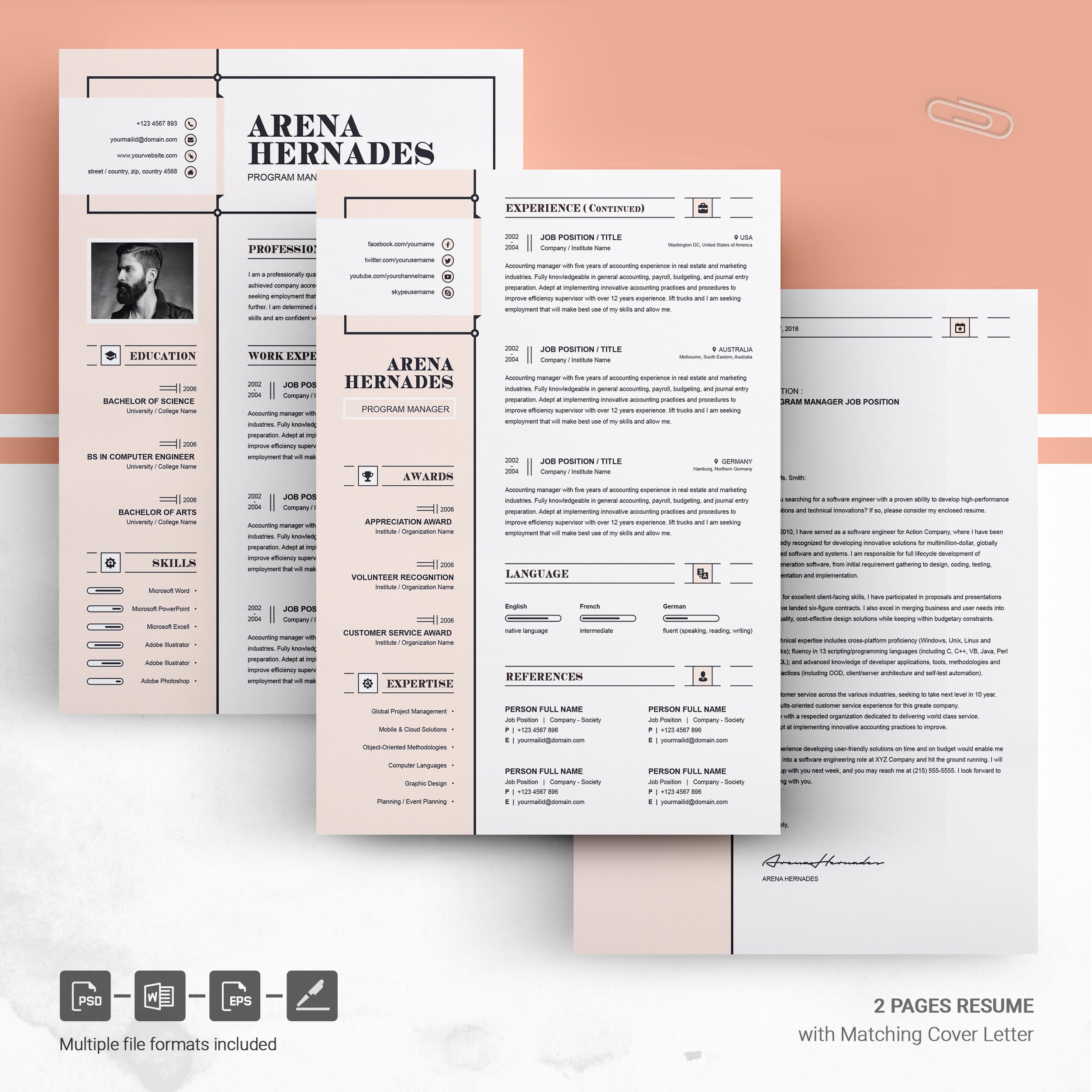 04 page free resume design template 447