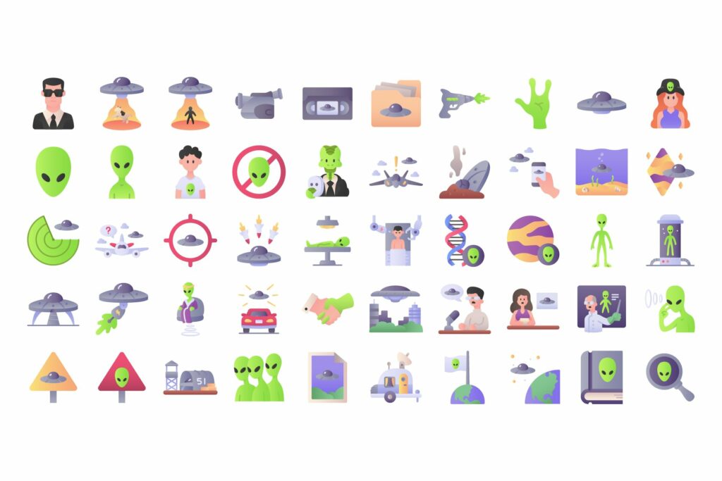 50 UFO and Alien Icons – MasterBundles
