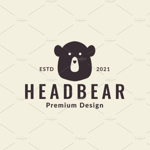 animal cute head bear logo vector cover image.