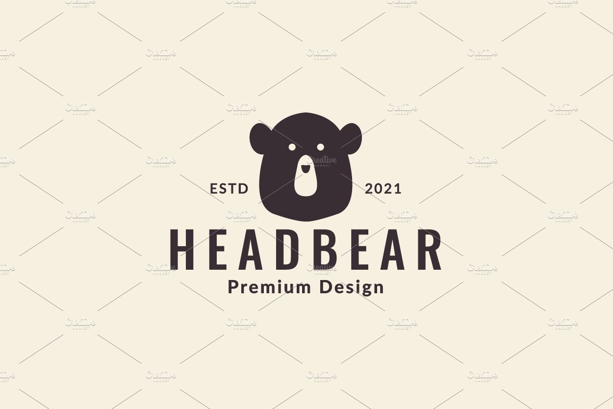 animal cute head bear logo vector cover image.