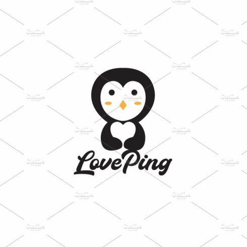 animal cute penguin with love logo cover image.