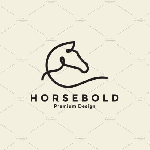 line art bold horse logo vector cover image.