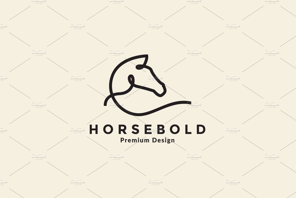 line art bold horse logo vector cover image.