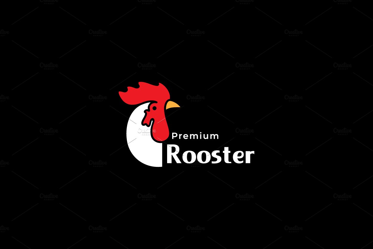 head rooster minimalist logo design cover image.