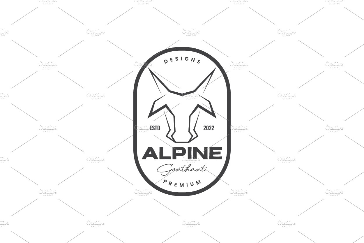 isolated alpine goat head badge logo cover image.