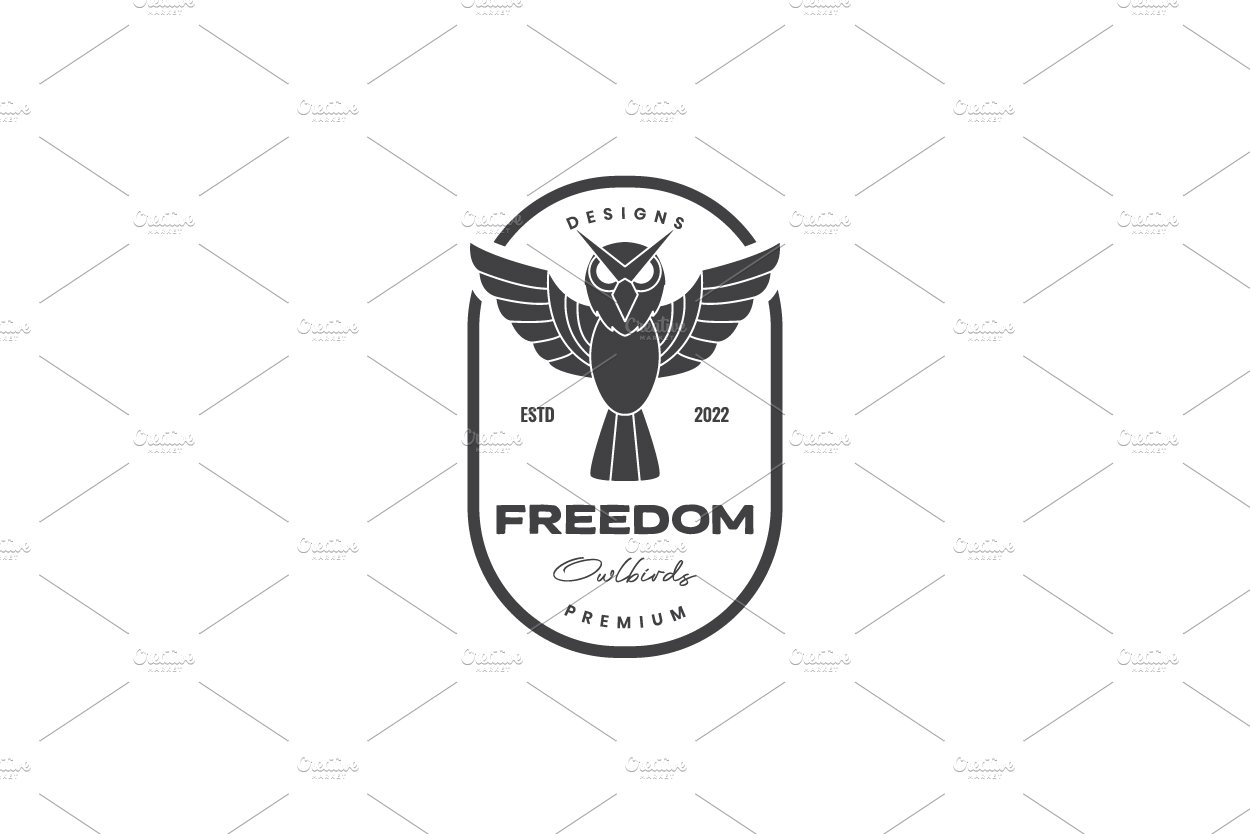 flying black owl vintage logo design cover image.