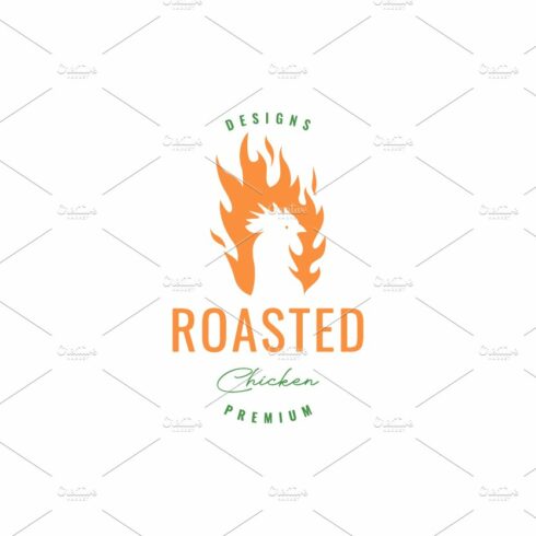 rooster roast fire logo design cover image.