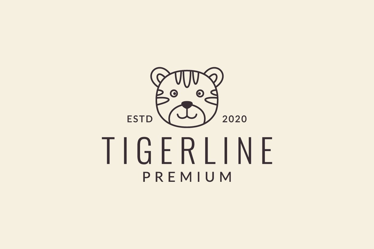 tiger or cub or big cat smile logo preview image.