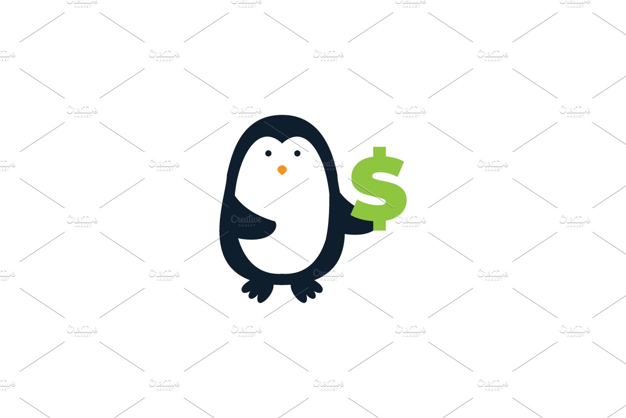 penguin cute with money logo cover image.