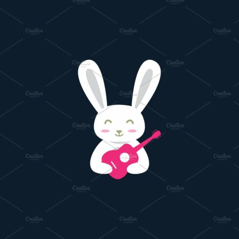 pets rabbit with guitar cute logo cover image.