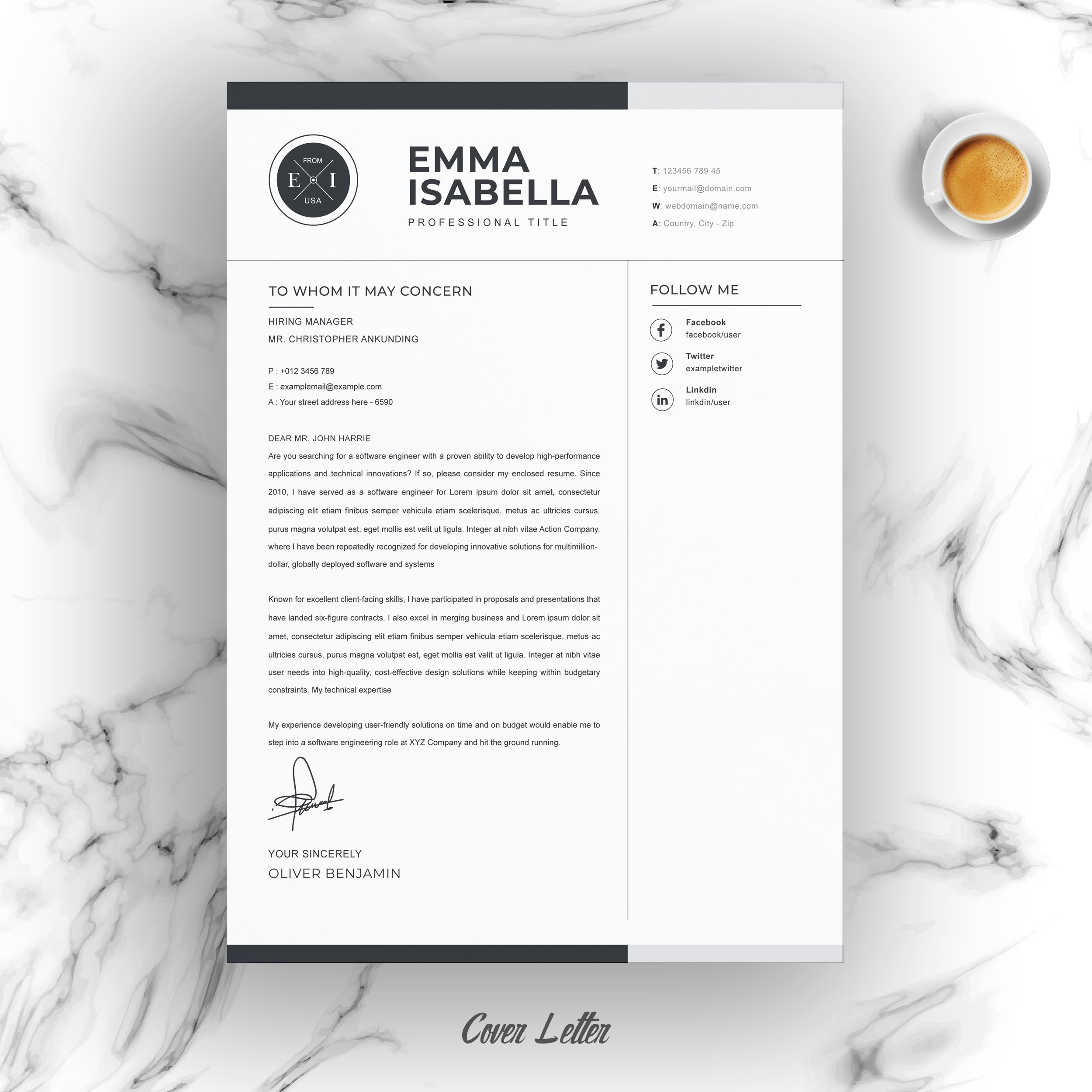 04 resume cover letter page free resume design template 117