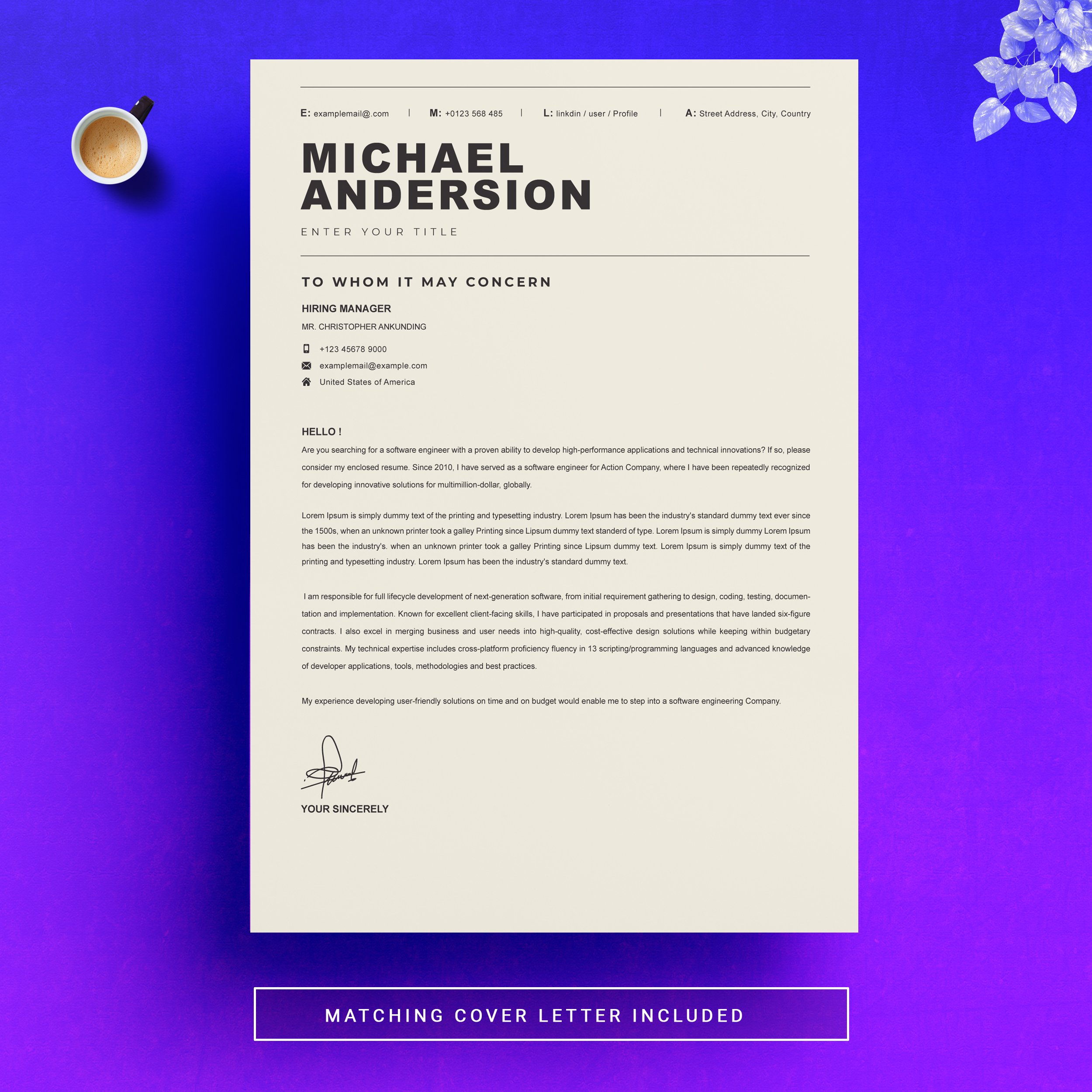 04 resume cover letter page free resume design template 123