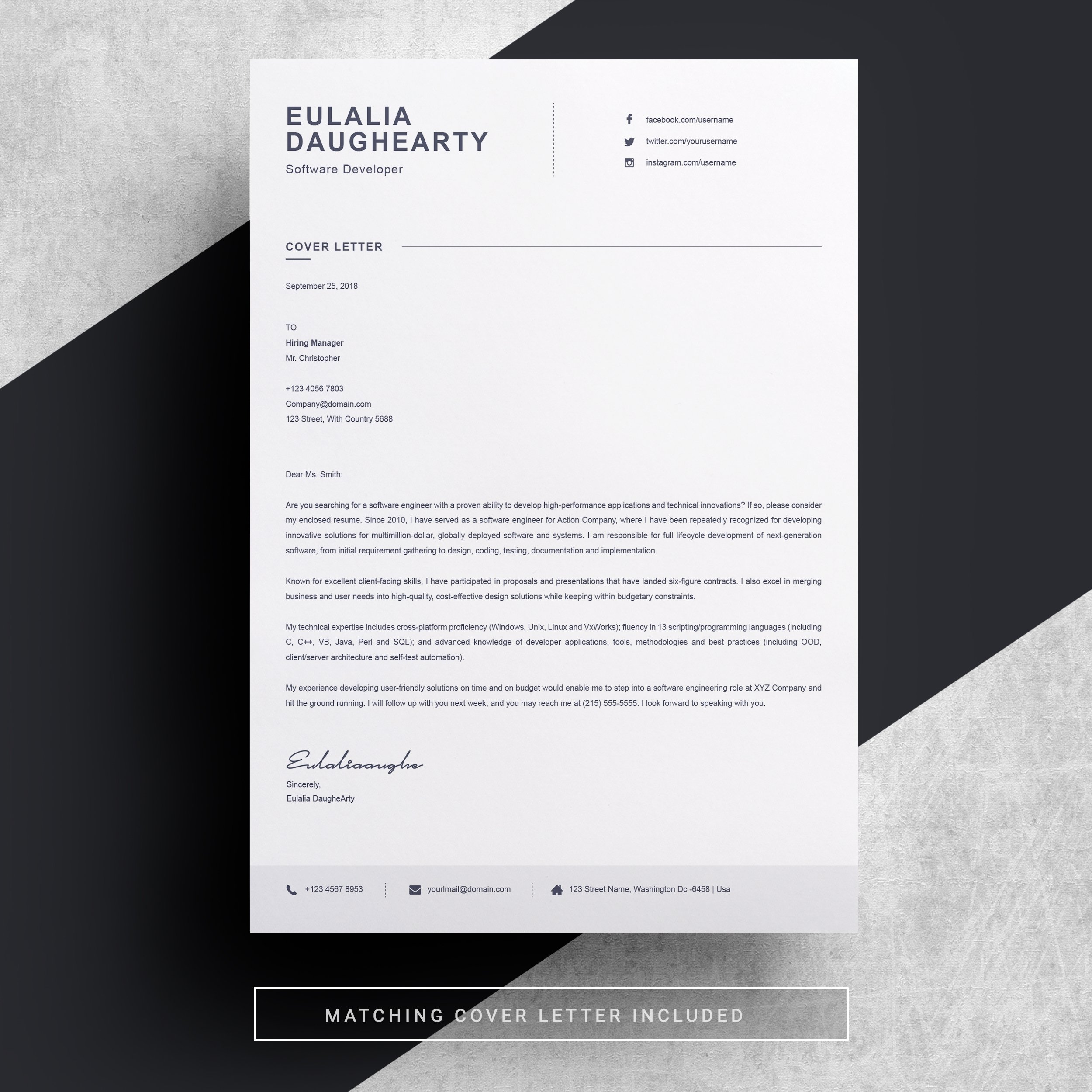 Clean Resume Template preview image.