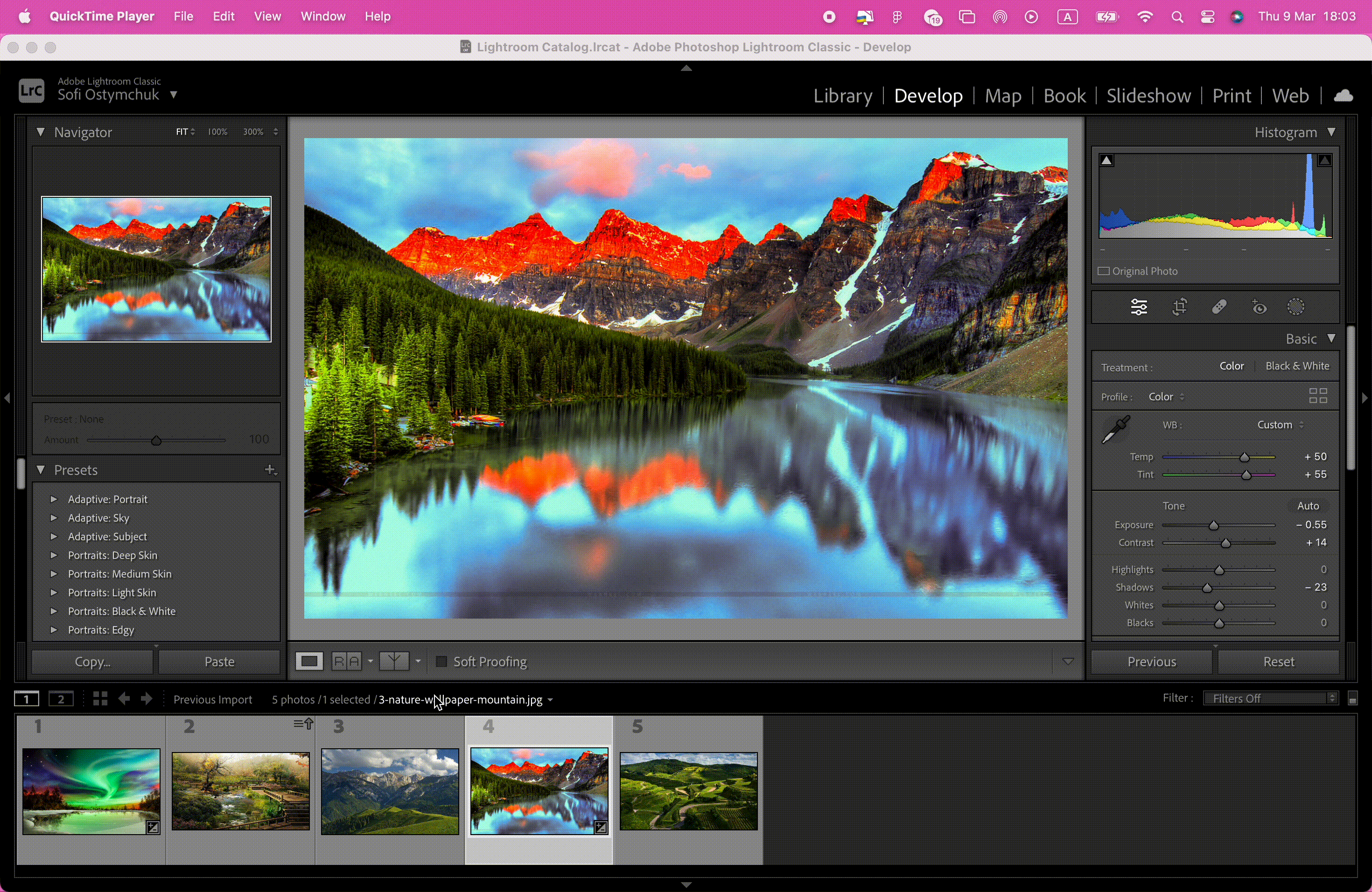 Screenshot of Lightroom with Before/After.
