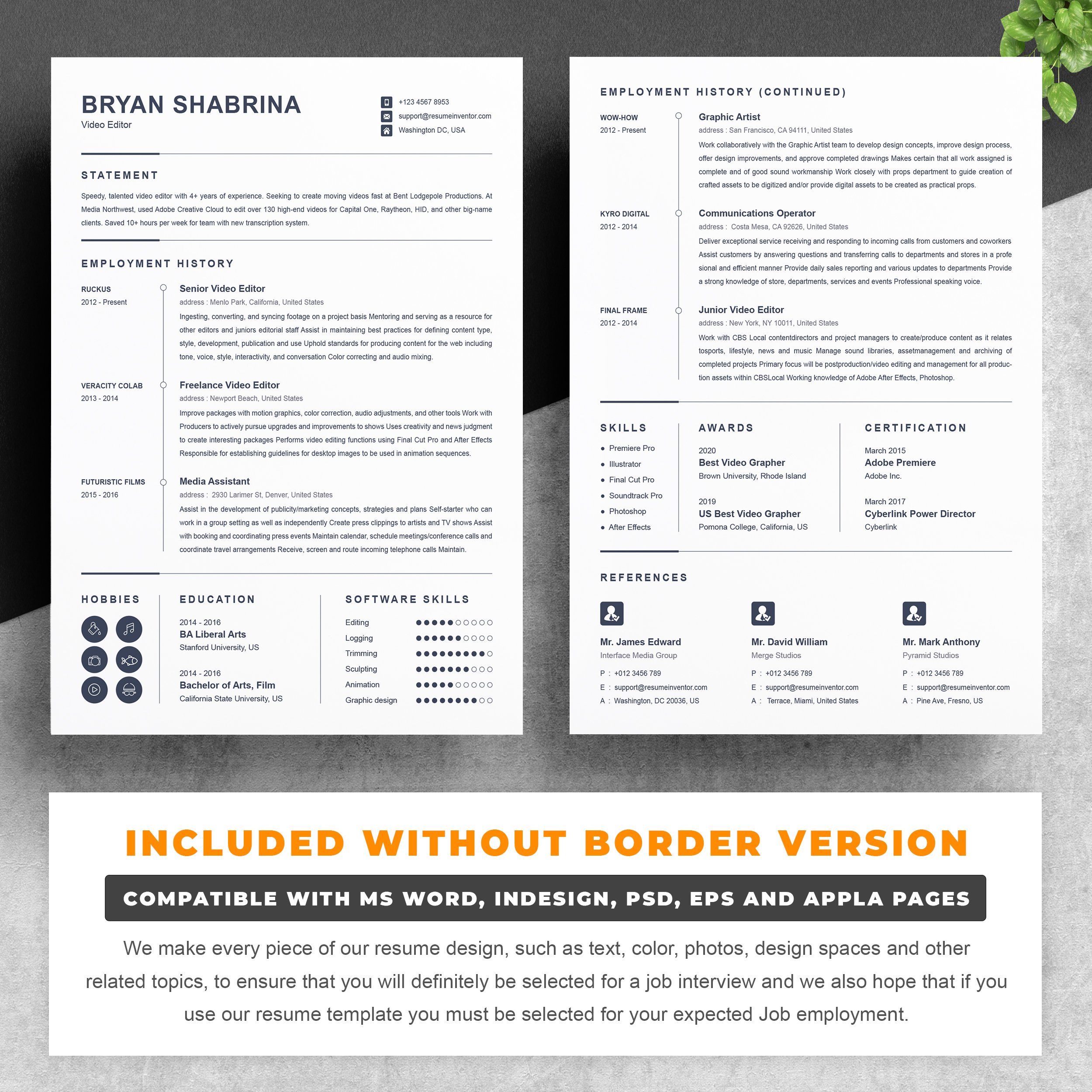 04 2 pages free resume design template copy 613