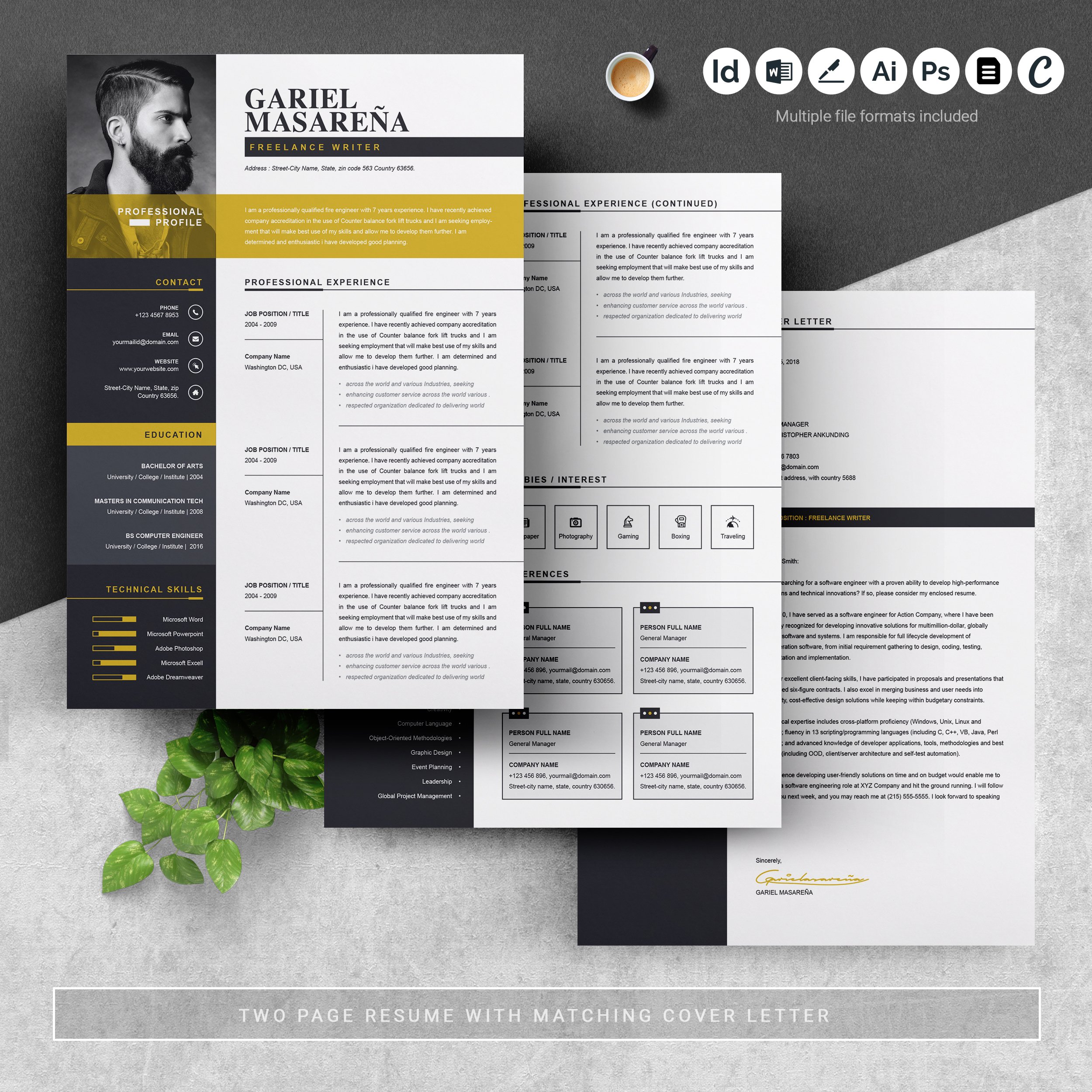 04 3 pages free resume design template 154
