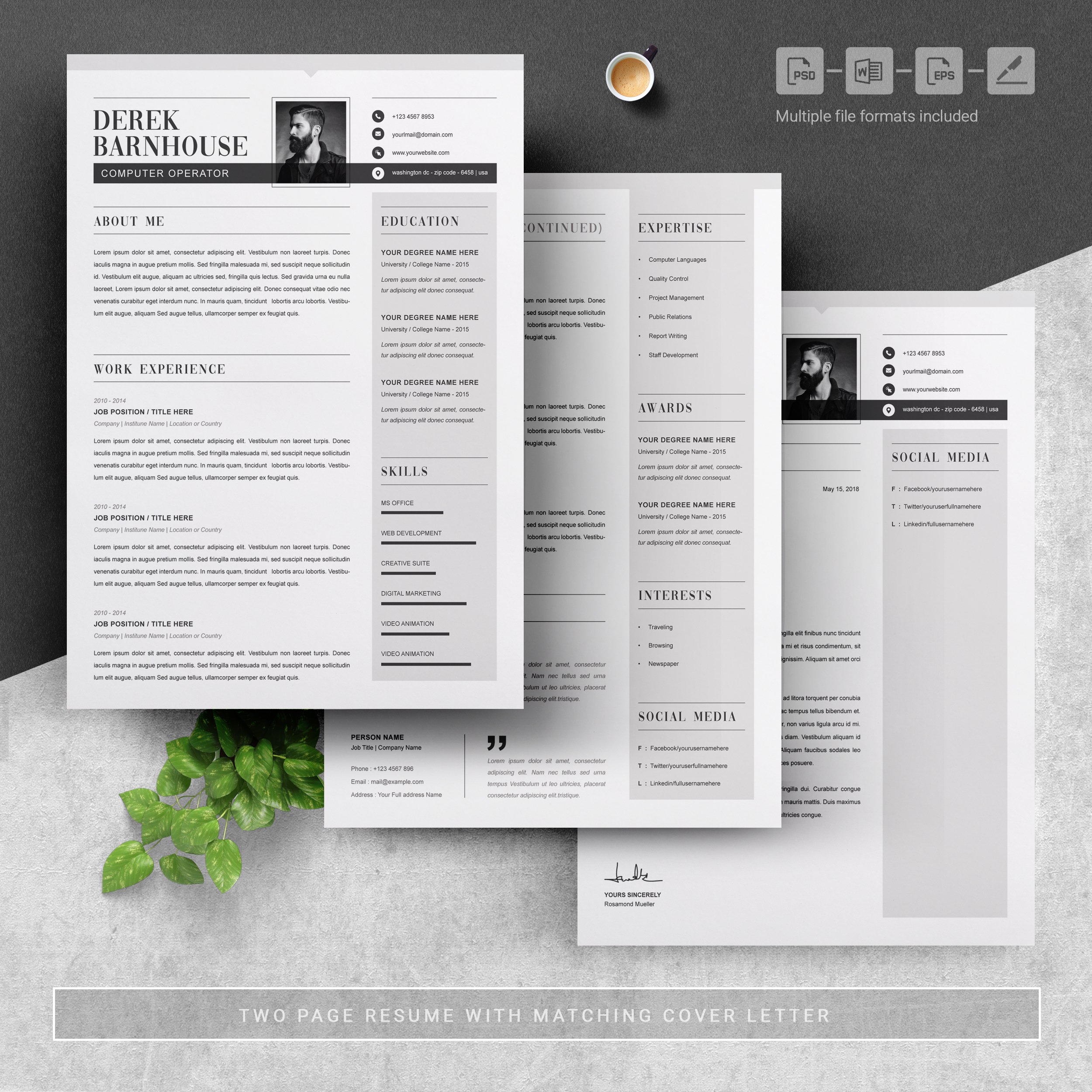 04 3 pages free resume design template 157