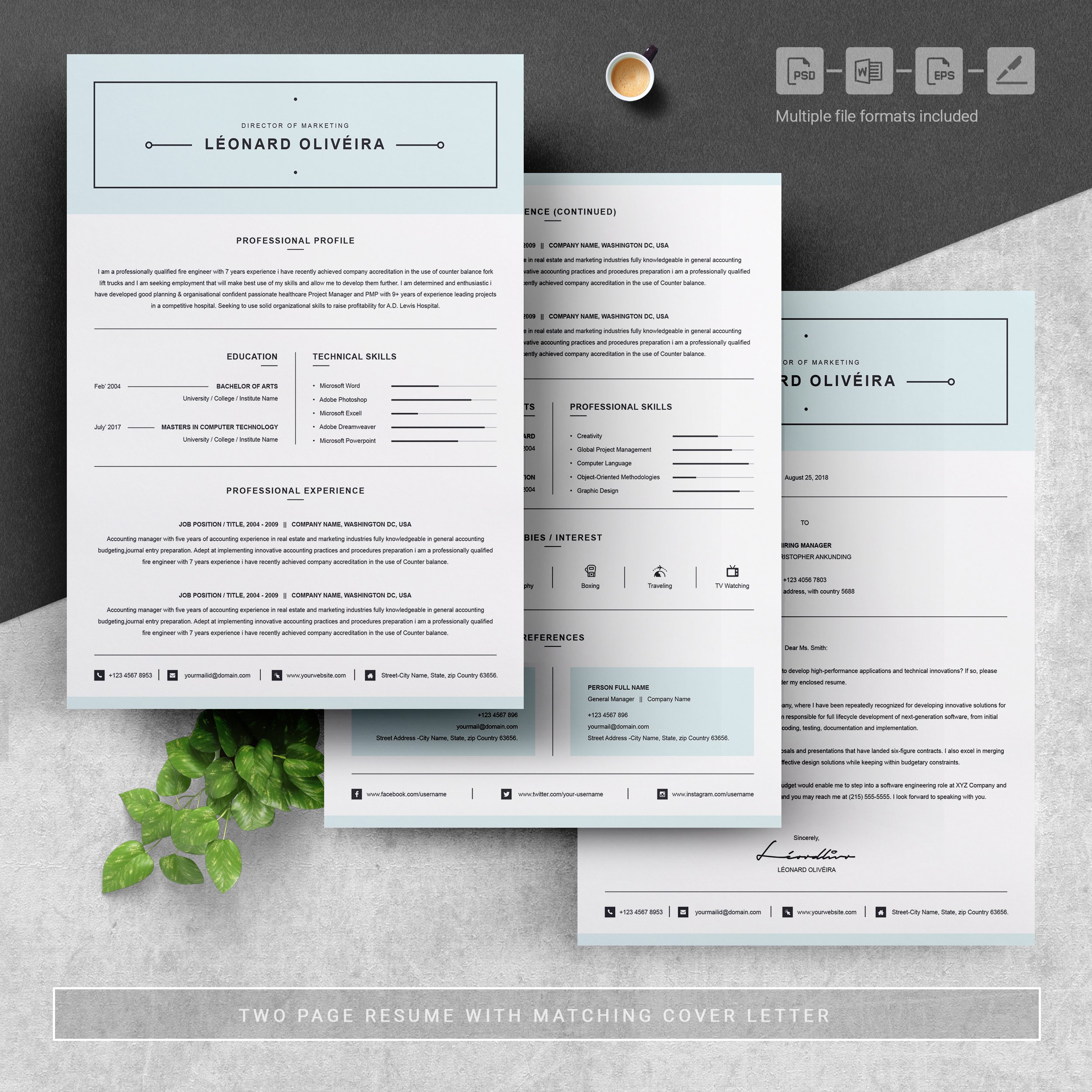 04 3 pages free resume design template 441