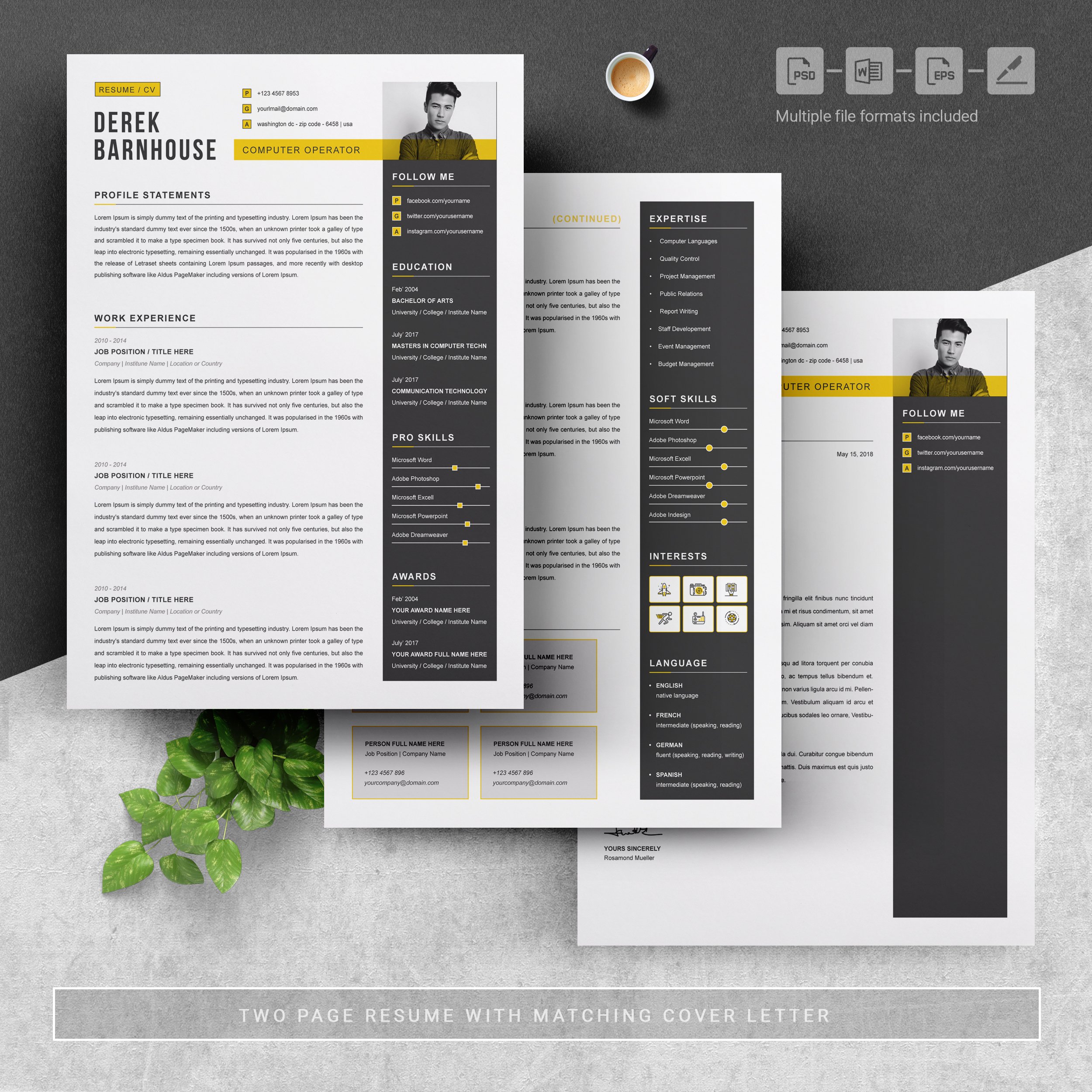 04 3 pages free resume design template 474