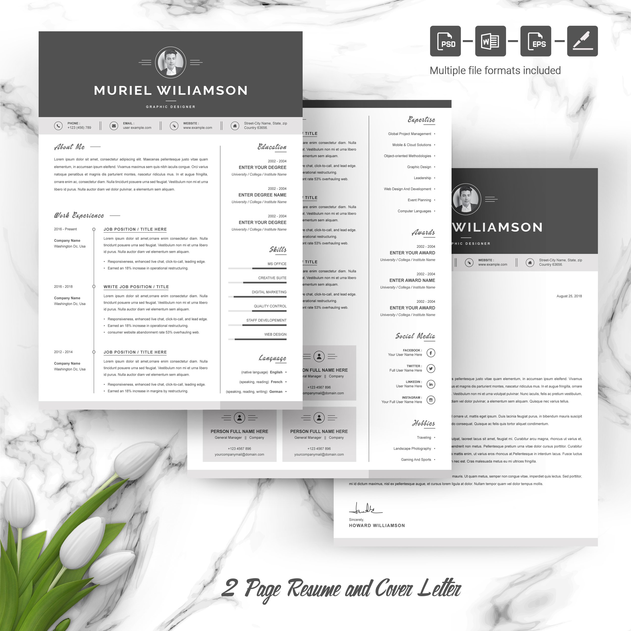 04 3 pages free resume design template 477