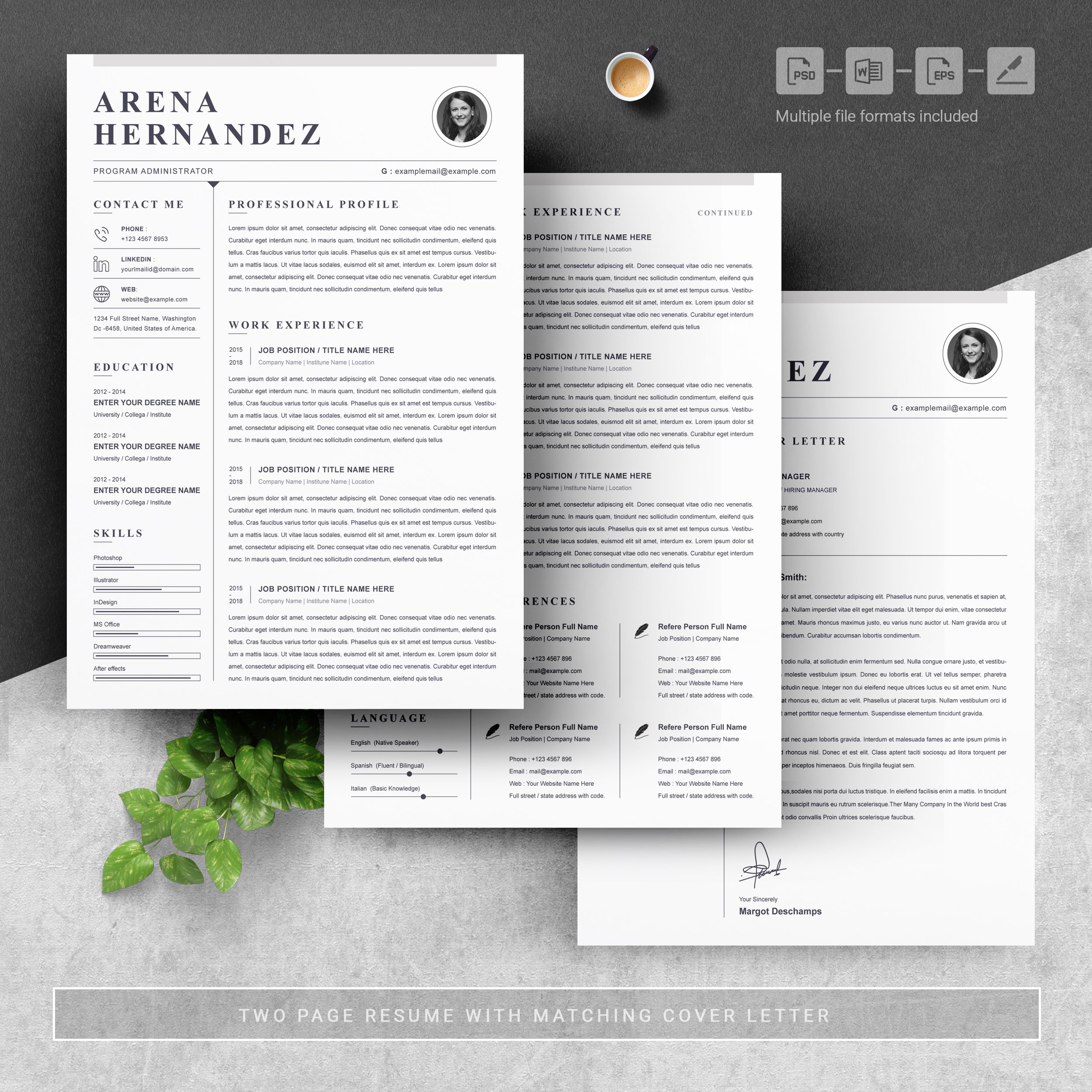 04 3 pages free resume design template 591